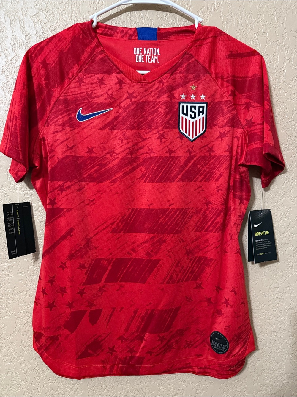 Nike Kids Red USA Soccer Jersey with Navy Swoosh